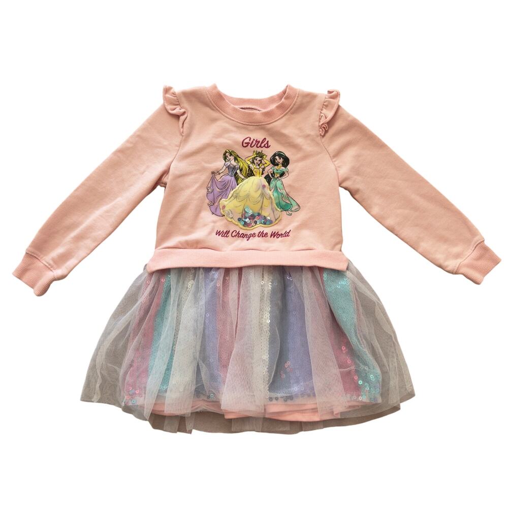 Disney Princess Pink Tutu Dress 3T Rapunzel Belle Jasmine Girls